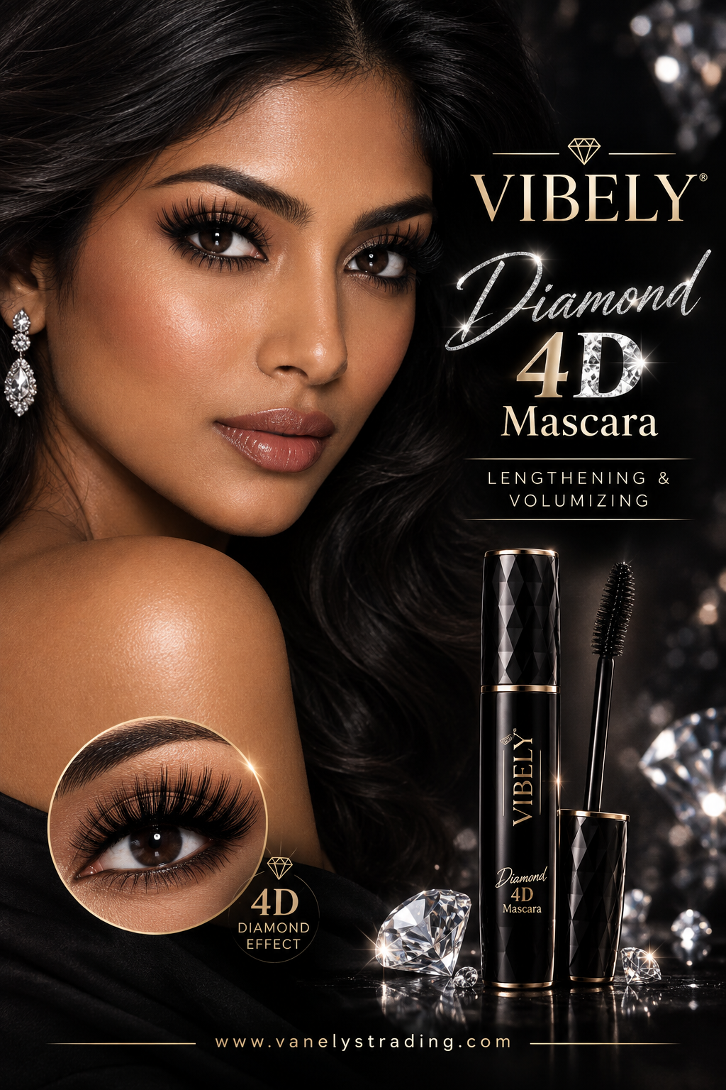 Vibely Diamond 4D Mascara – Lengthening, Volumizing & Waterproof